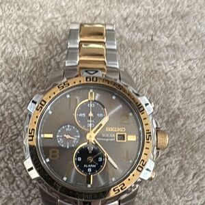 Seiko Two-Tone Solar Chronograph Watch